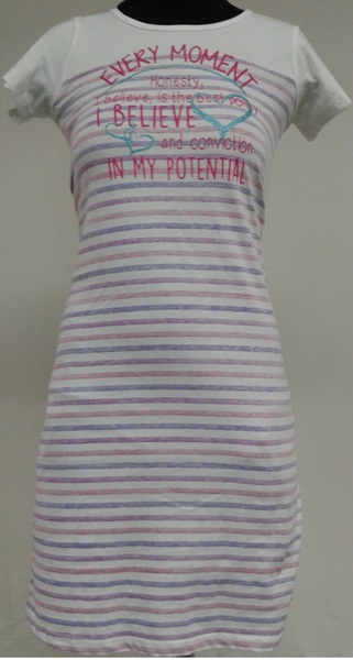 Ladies feeder stripe gliter printed long T-top