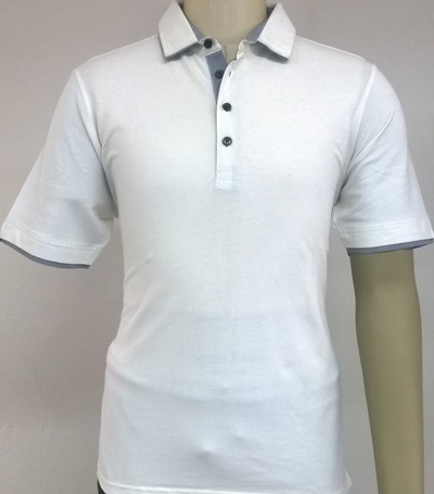 Mens short sleeve polo shirt with band collar