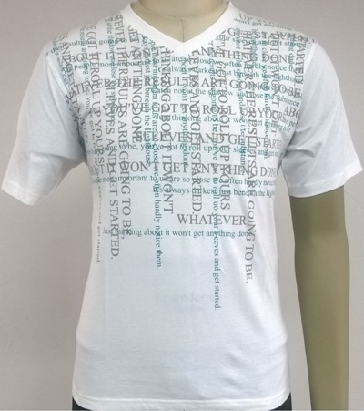 Mens V-neck T-shirt with water base print