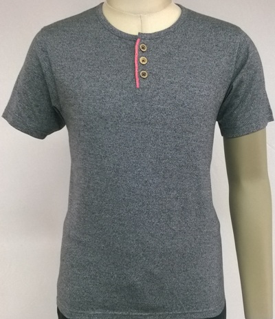 Mens T-shirt with placket + button